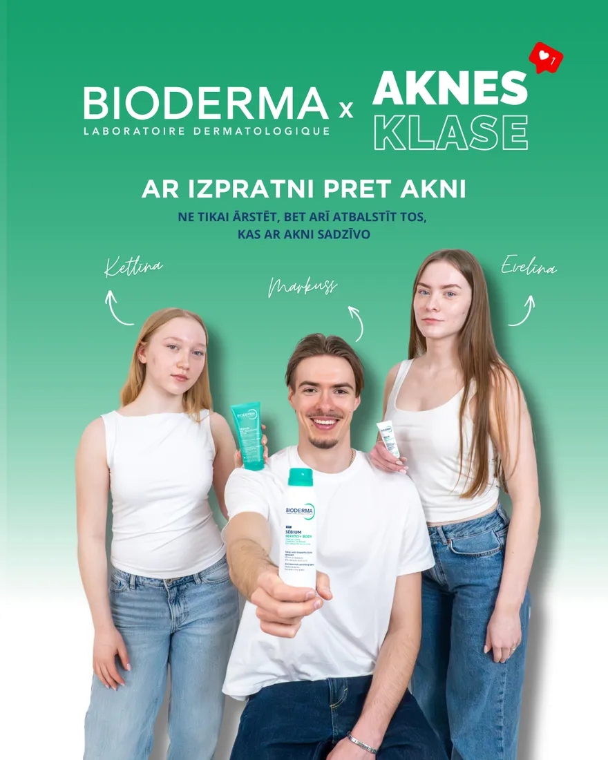 BIODERMA × Aknes klase: ar izpratni pret akni. Ketlīna, Markuss un Evelīna ar Sébium produktiem.